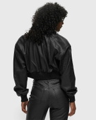 ROTATE Birger Christensen Cropped Braided Jacket Black Womens Bomber Jacket