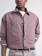 Monitaly - Double Pocket Checked Cotton Shirt - Purple