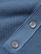 Piacenza Cashmere - Honeycomb-Knit Cotton Polo Shirt - Blue
