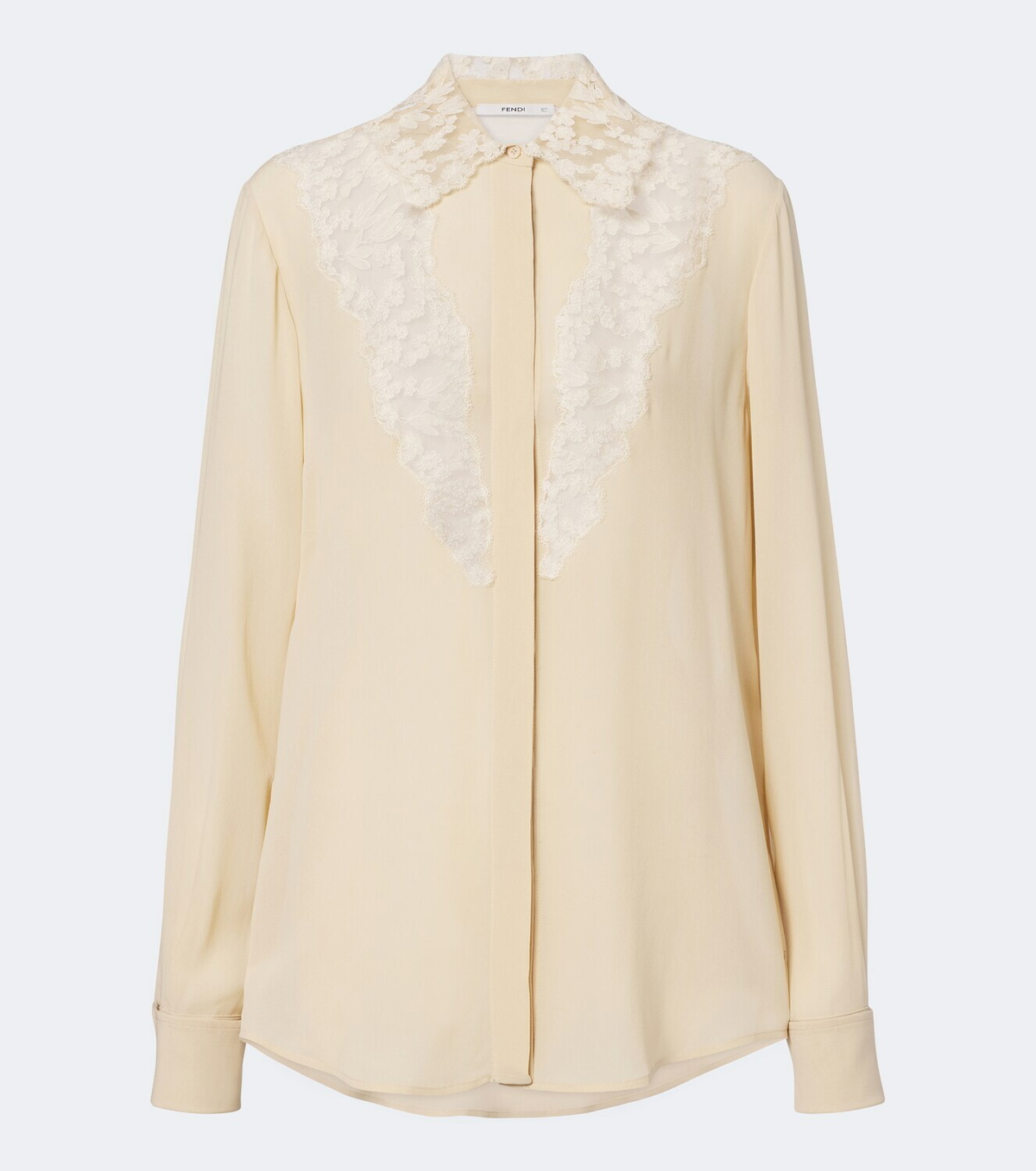 Fendi Lace-trimmed silk georgette shirt