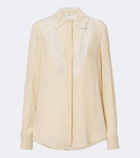 Fendi Lace-trimmed silk georgette shirt