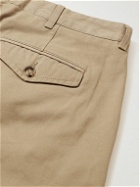 Baracuta - Straight-Leg Pleated Cotton-Gabardine Shorts - Brown