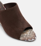 Missoni Mabel Zigzag suede wedge mules