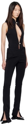 Mugler Black Open Neckline Tailored Bodysuit