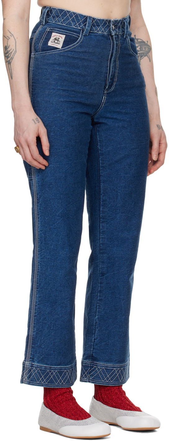 Bode Blue Embroidered 'Knolly Brook' Jeans