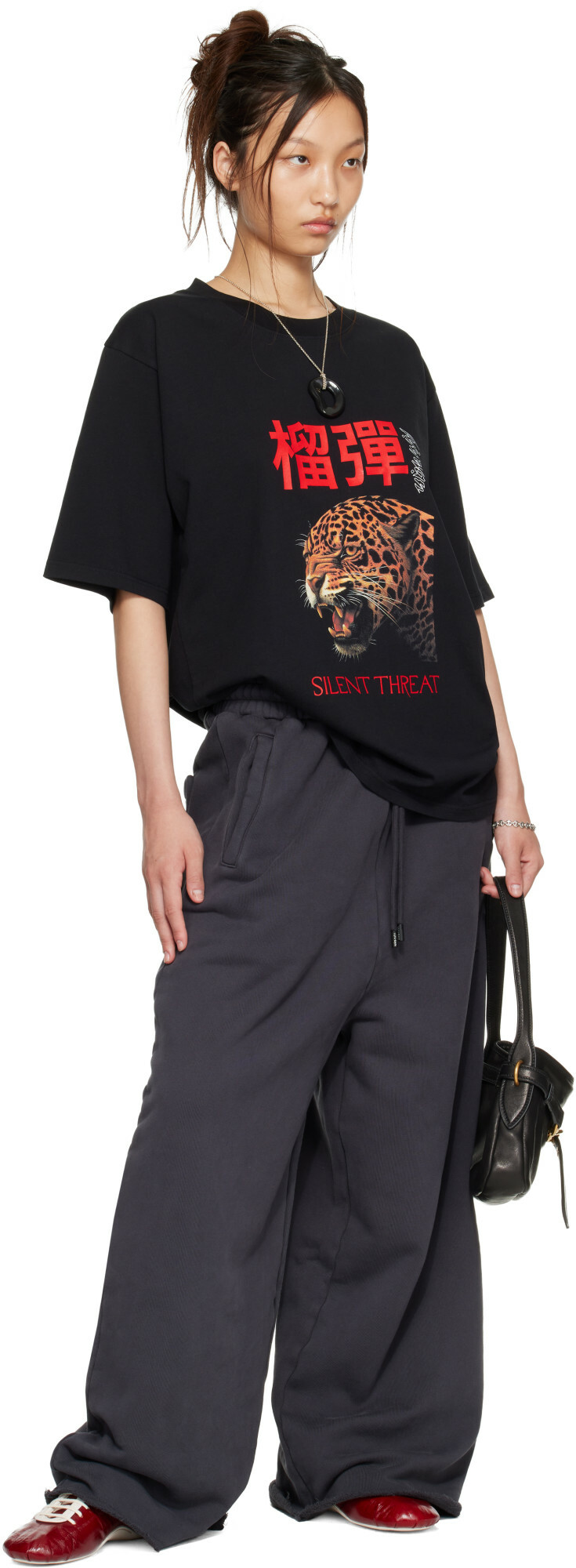 LU'U DAN Black Leopard Graphic T-shirt