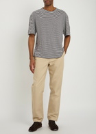 Officine Générale Elden Striped Cotton and Linen-blend T-shirt Navy