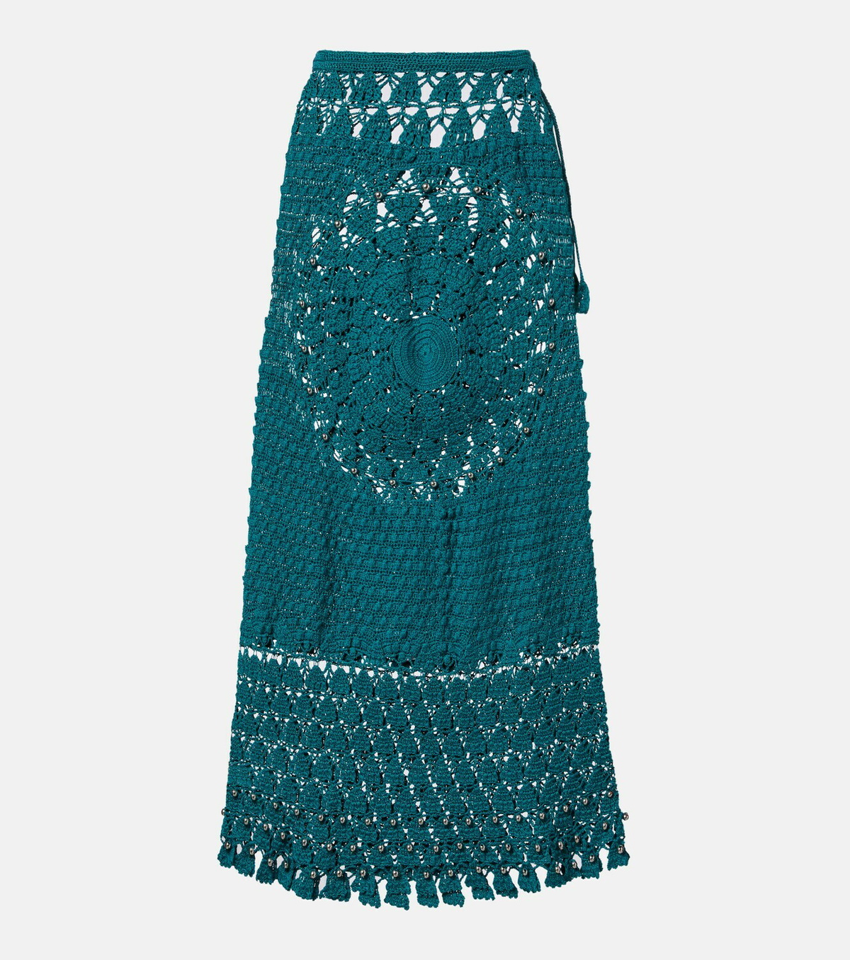 Rabanne Embellished crochet cotton midi skirt