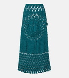 Rabanne Embellished crochet cotton midi skirt