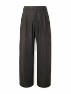 Small Talk - Straight-Leg Pleated Cotton-Canvas Suit Trousers - Brown