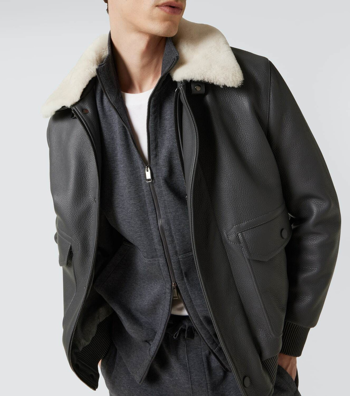 Brioni Cotton-blend zip-up sweatshirt
