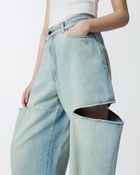 Pinko Wide Leg Jeans With Light Wash And Cut Outs Light Wash