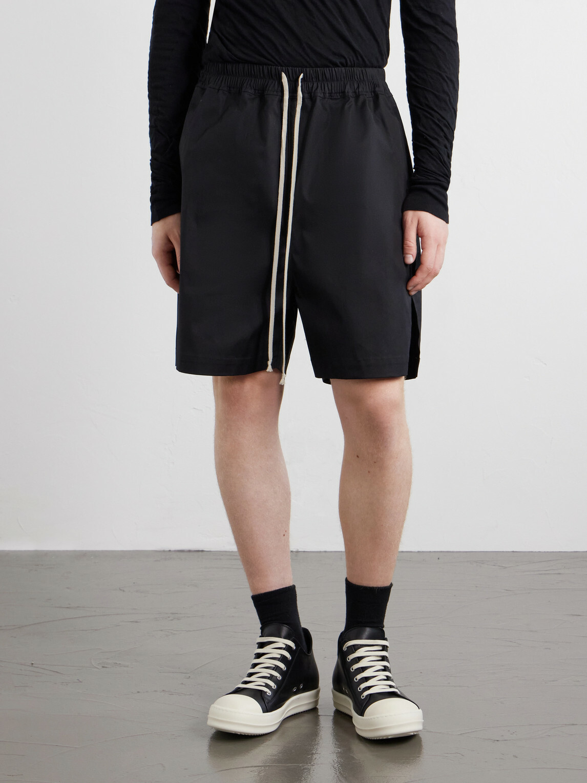 Rick Owens - Boxer Straight-Leg Cotton-Blend Canvas Drawstring Shorts - Black
