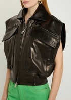 Versace Floridiana Calf Leather Vest Black