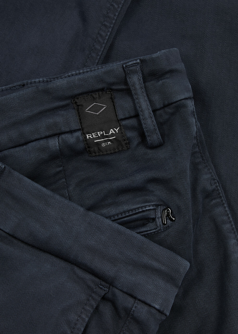 Replay Benni Hyperflex X.lite Cotton-blend Chinos Navy