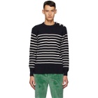 Marc Jacobs Navy Armor-Lux Edition Wool Striped Sweatshirt