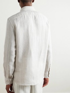 Brunello Cucinelli - Embroidered Striped Linen Shirt - Neutrals