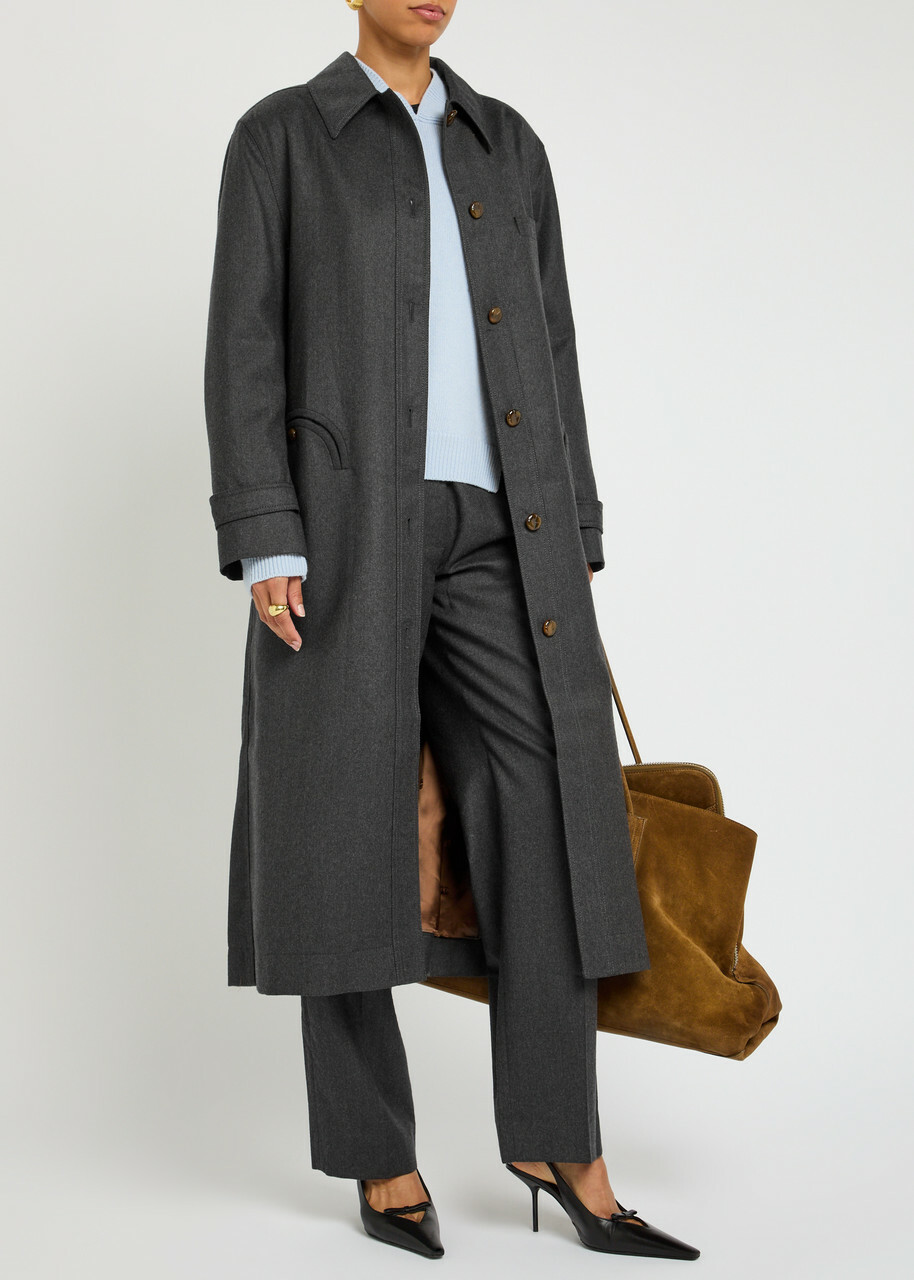 Blaze Milano Basotto Belted Wool Trench Coat Grey