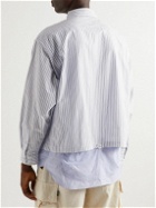 Comfy Outdoor Garment - Layered Striped Cotton-Poplin Shirt - Blue