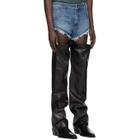 Telfar Blue and Black Leather Thigh Hole Trousers