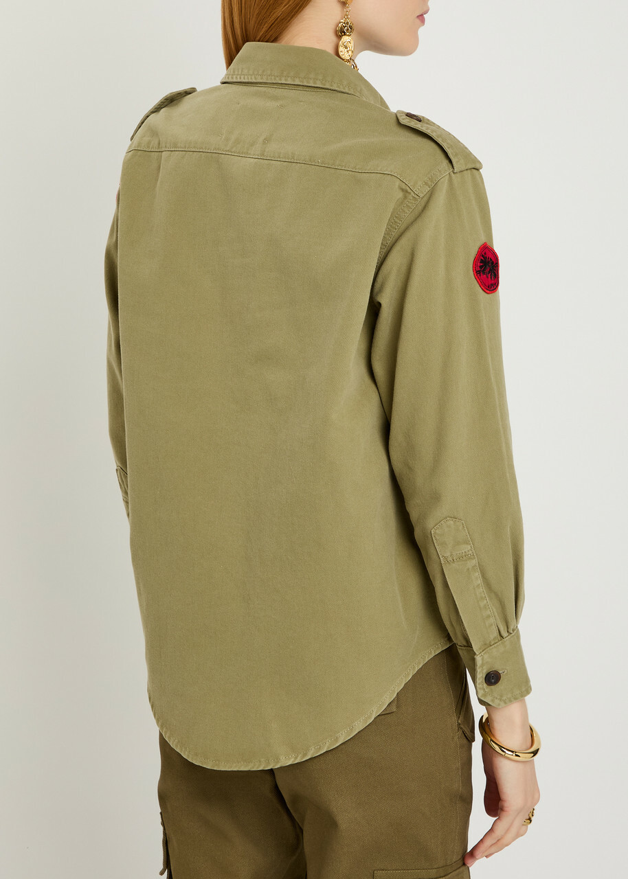 Isabel Marant Umberta Appliquéd Twill Shirt Khaki