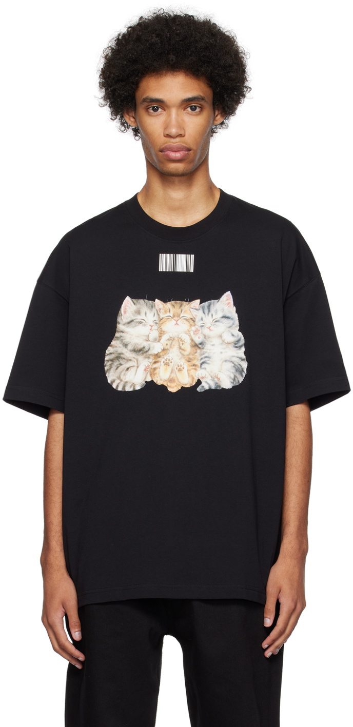 VTMNTS Black Cute Cat T-Shirt