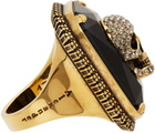 Alexander McQueen Gold Jewelled Skull Ring