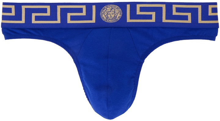 Photo: Versace Underwear Blue Greca Border Thong
