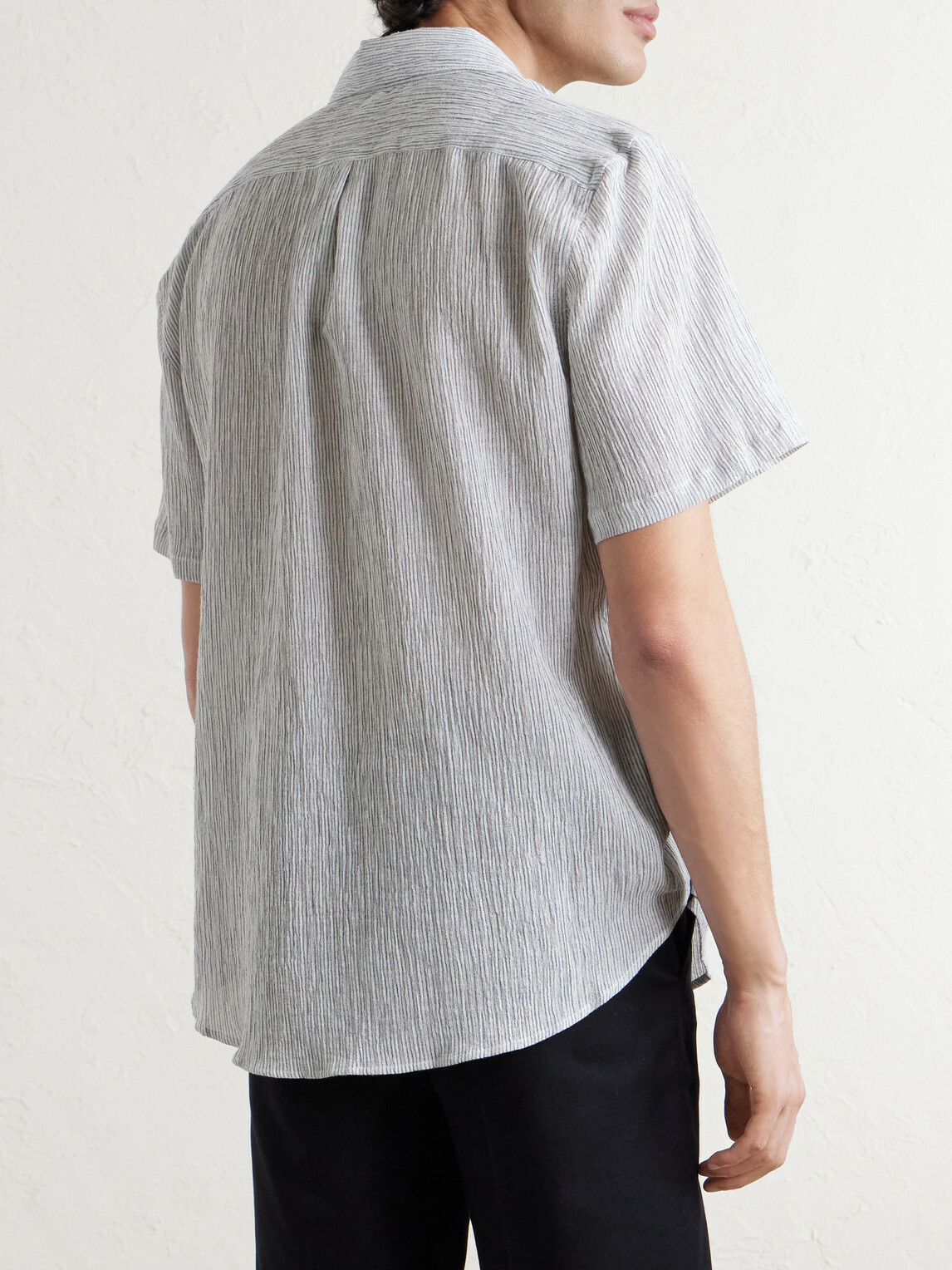 Portuguese Flannel - Aaron Striped Cotton and Linen-Blend Shirt - White