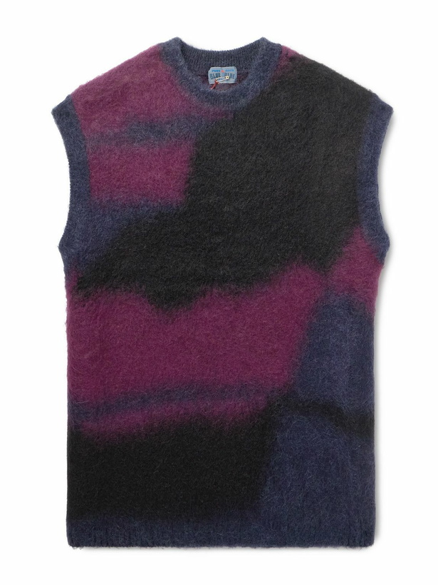 Photo: Blue Blue Japan - Dégradé Brushed Jacquard-Knit Sweater Vest - Purple