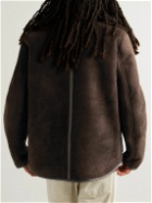 YMC - Brainticket MK2 Leather-Trimmed Shearling Jacket - Brown
