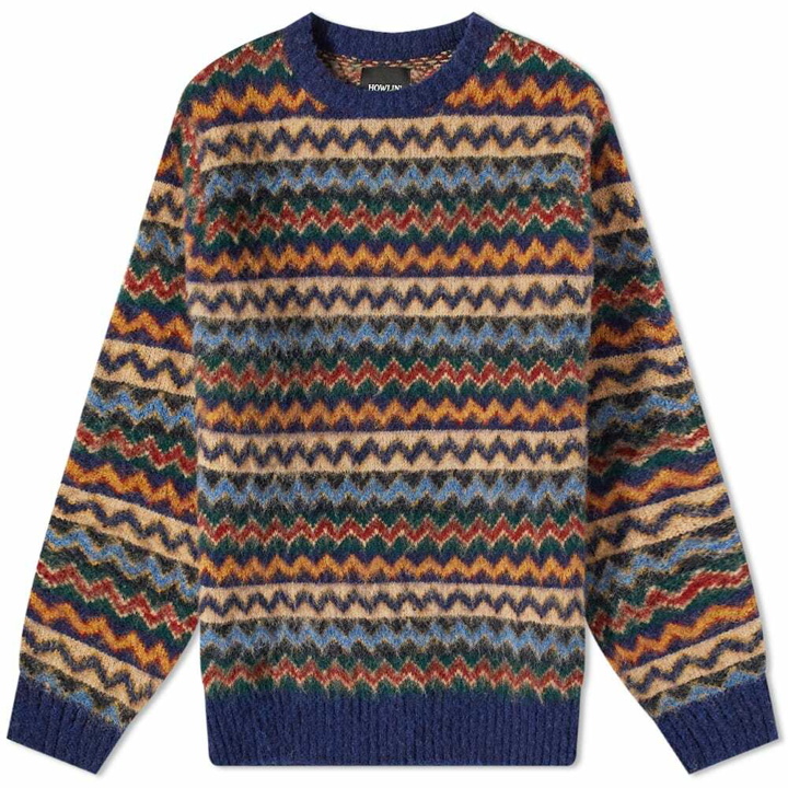 Photo: Howlin by Morrison Men's Howlin' Cosmic Fantasies Zig Zag Crew Knit in Magic Blue