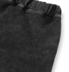 AMI - Logo-Embroidered Acid-Wash Cotton-Jersey Shorts - Black