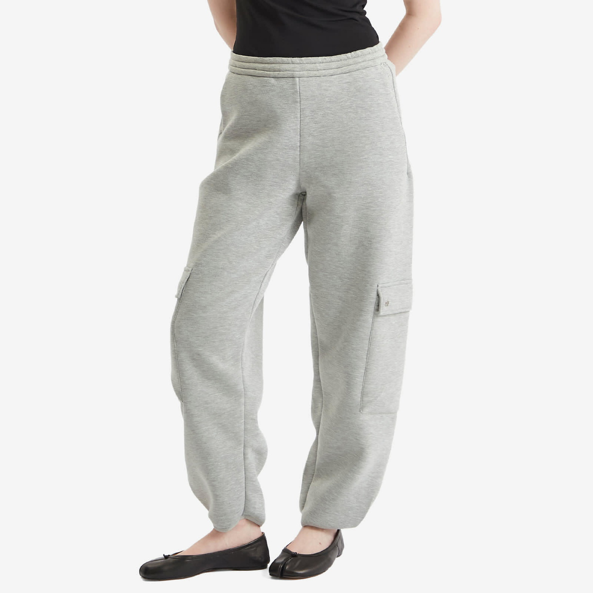 STEL Women's Cuffed Cargo Sweatpants in Grey Melange