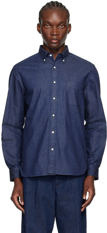 Photo: BEAMS PLUS Indigo Button-Down Denim Shirt