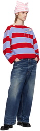 Charles Jeffrey LOVERBOY Red & Blue Slash Stripe Sweater