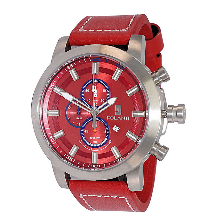 Photo: Polanti Rogue Chronograph Quartz Red Dial Mens Watch RG0001M-SS