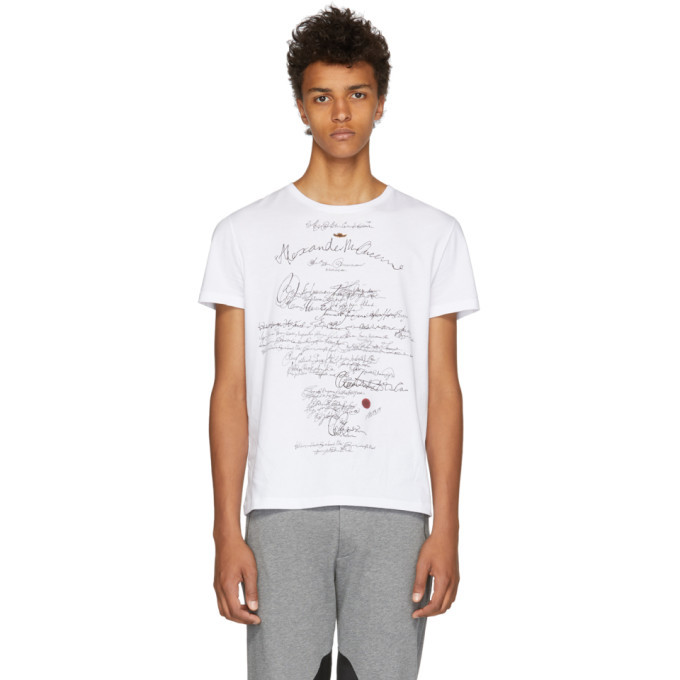 Photo: Alexander McQueen White Calligraphy Print T-Shirt