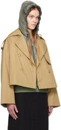 Juun.J Beige Cropped Trench Coat