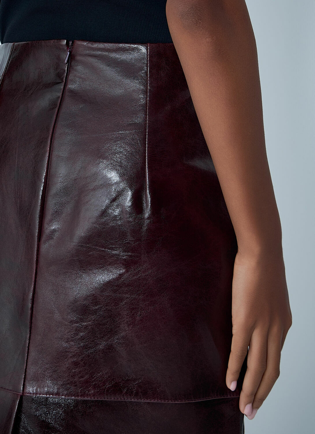 Sportmax Leather Midi Skirt