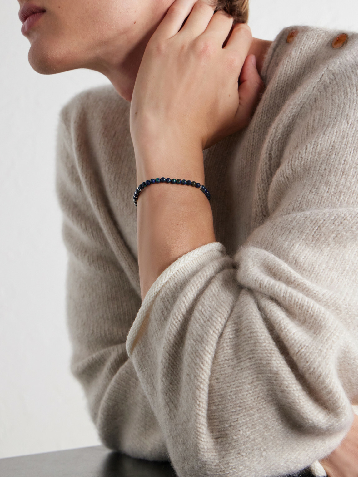 Mikia - Circle 4 Sterling Silver Multi-Stone Beaded Bracelet - Blue