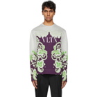 Valentino Grey and Purple Graphic Sweatshirt