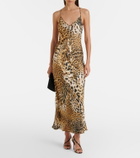 Roberto Cavalli Printed silk satin slip dress