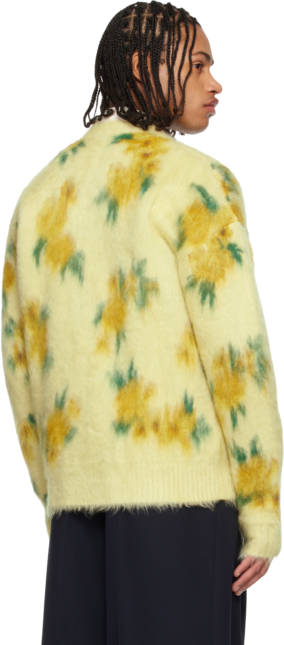 Jil Sander Yellow Wool Blend V-Neck Cardigan Jil Sander