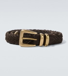 Eleventy Braided suede belt