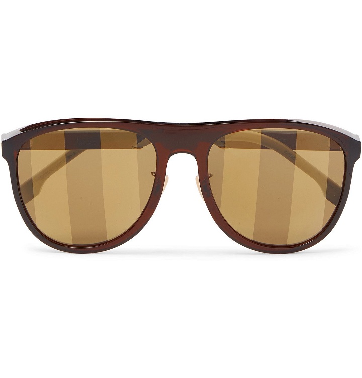 Photo: Fendi - D-Frame Acetate and Gold-Tone Sunglasses - Brown