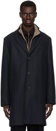 Hugo Navy & Black Layered Coat