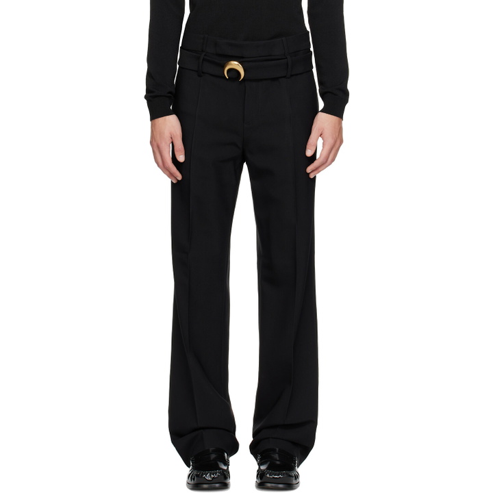Photo: Marine Serre Black Tailored Belted Serge Trousers