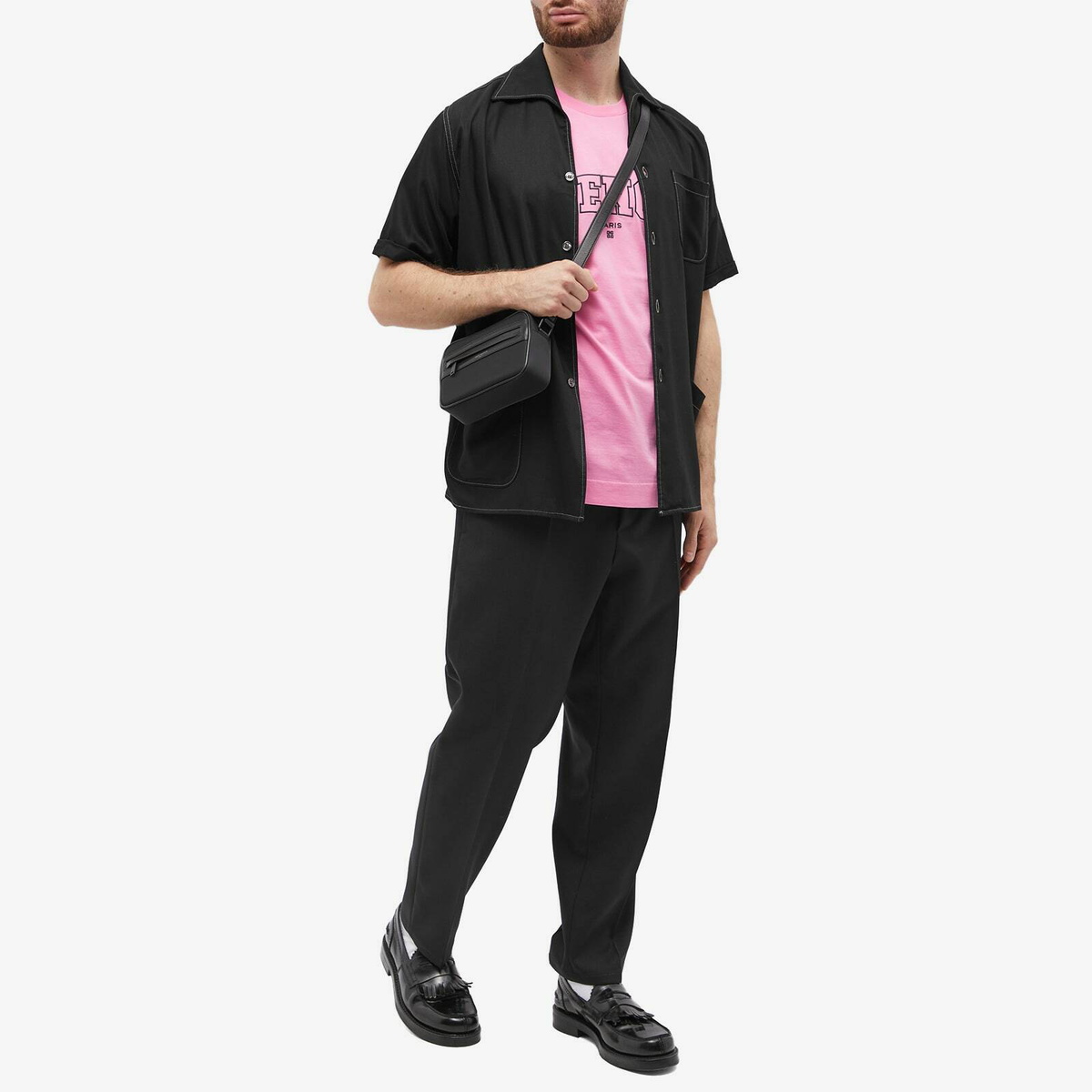 Givenchy Men's College Embroidered Logo T-Shirt in Old Pink