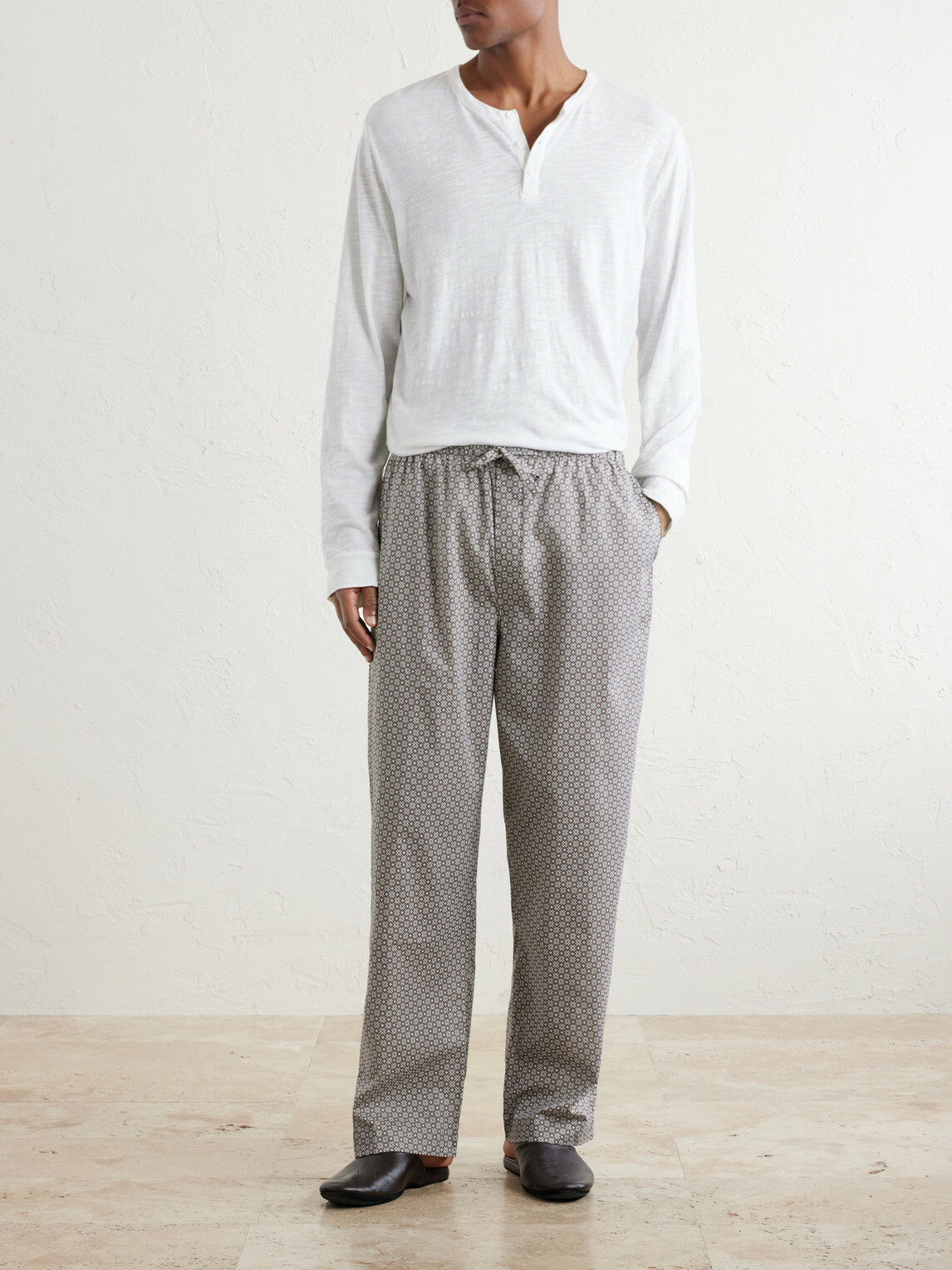 Derek Rose - Ledbury 96 Printed Cotton-Poplin Pyjama Trousers - Brown